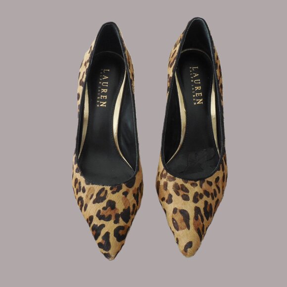 Ralph Lauren Women's Pumps Leopard Print Halfcalf  Size 6.5B - Picture 1 of 8